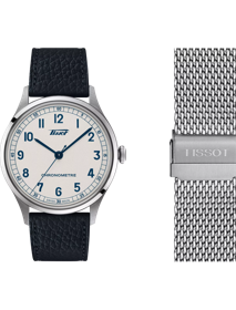 Front view of the watch TISSOT HERITAGE 1938 AUTOMATIC COSC with additional bracelet