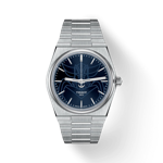 Vue de face de la montre Tissot PRX UFO Robot Goldorak 40mm avec ombre