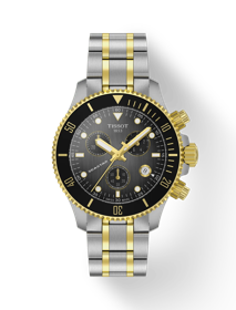 Front view of the watch Tissot Seastar 1000 Quartz Chronograph 38mm with shadow