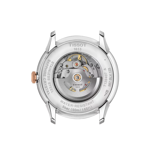 Back view of the watch case Tissot Chemin Des Tourelles Powermatic 80 42 mm