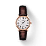 Vue de face de la montre Tissot Carson Premium Automatic lady avec ombre