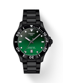 Front view of the watch Tissot Seastar 1000 Quartz 40mm with shadow