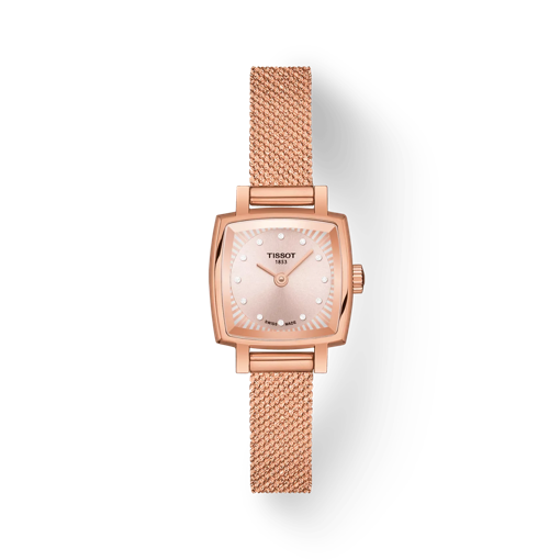 Front view of the watch Tissot Lovely Square with shadow