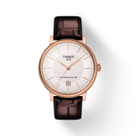 Vue de face de la montre Tissot Carson Premium Powermatic 80 avec ombre