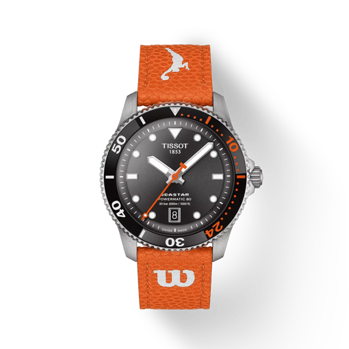 Front view of the watch Tissot Seastar Wilson WNBA with shadow