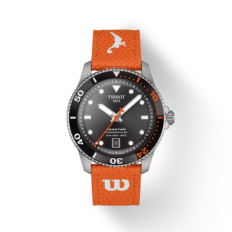 Front view of the watch Tissot Seastar Wilson WNBA with shadow