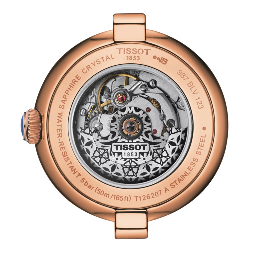 Back view of the watch case Tissot Bellissima Automatic Lady