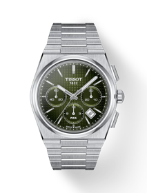 Front view of the watch Tissot PRX Automatic Chronograph 42mm with shadow