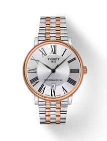 Vista frontal del reloj Tissot Carson Premium Powermatic 80 con sombra