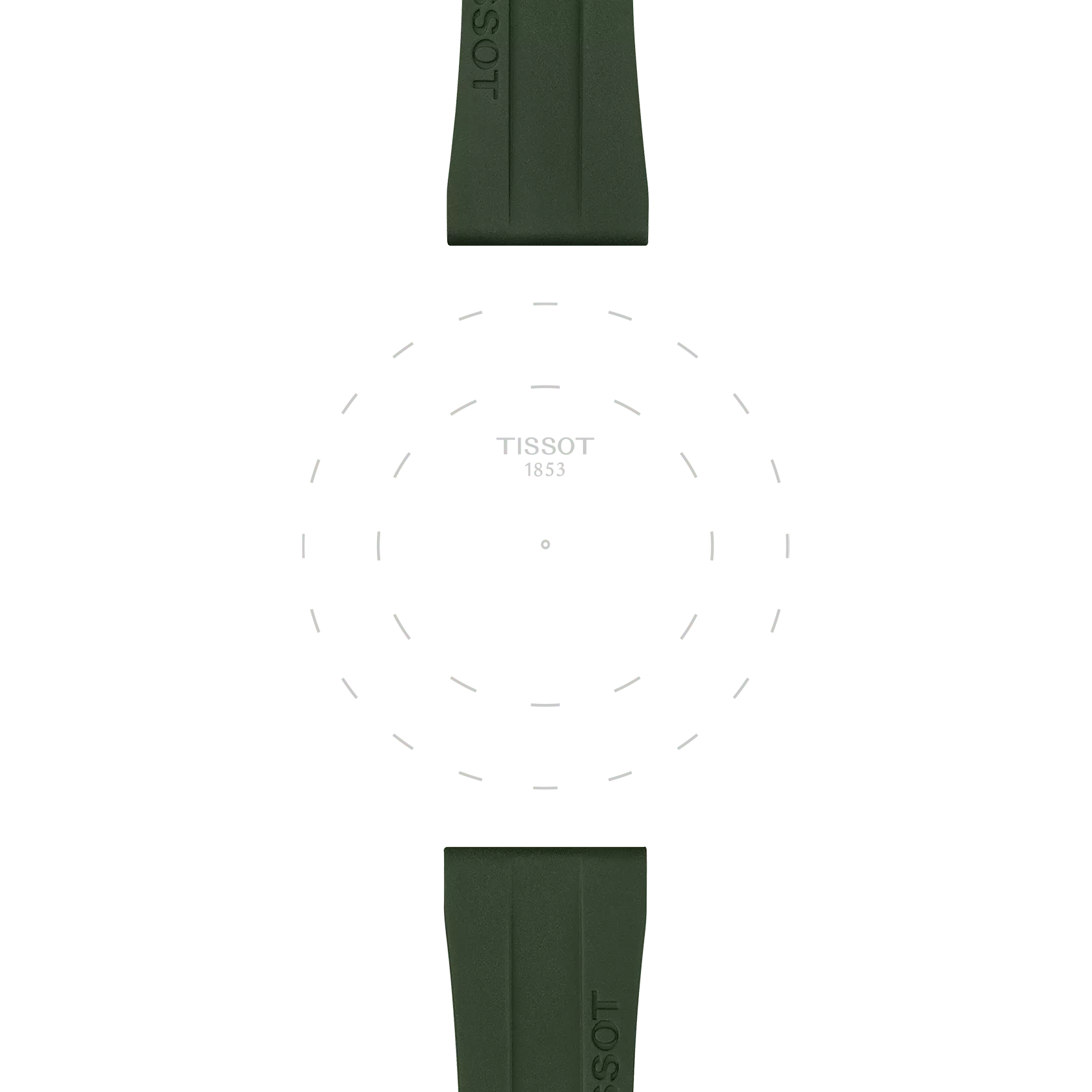 Focus on the lugs of Tissot Official Khaki Rubber Strap Lugs 20 mm