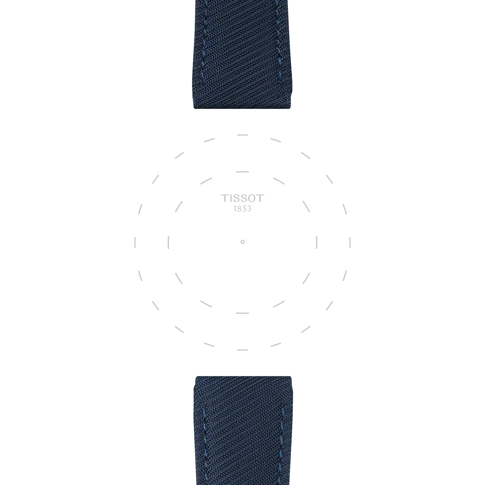 Focus on the lugs of Tissot αυθεντικό μπλε συνθετικό υφασμάτινο λουράκι πτερύγια 22 mm