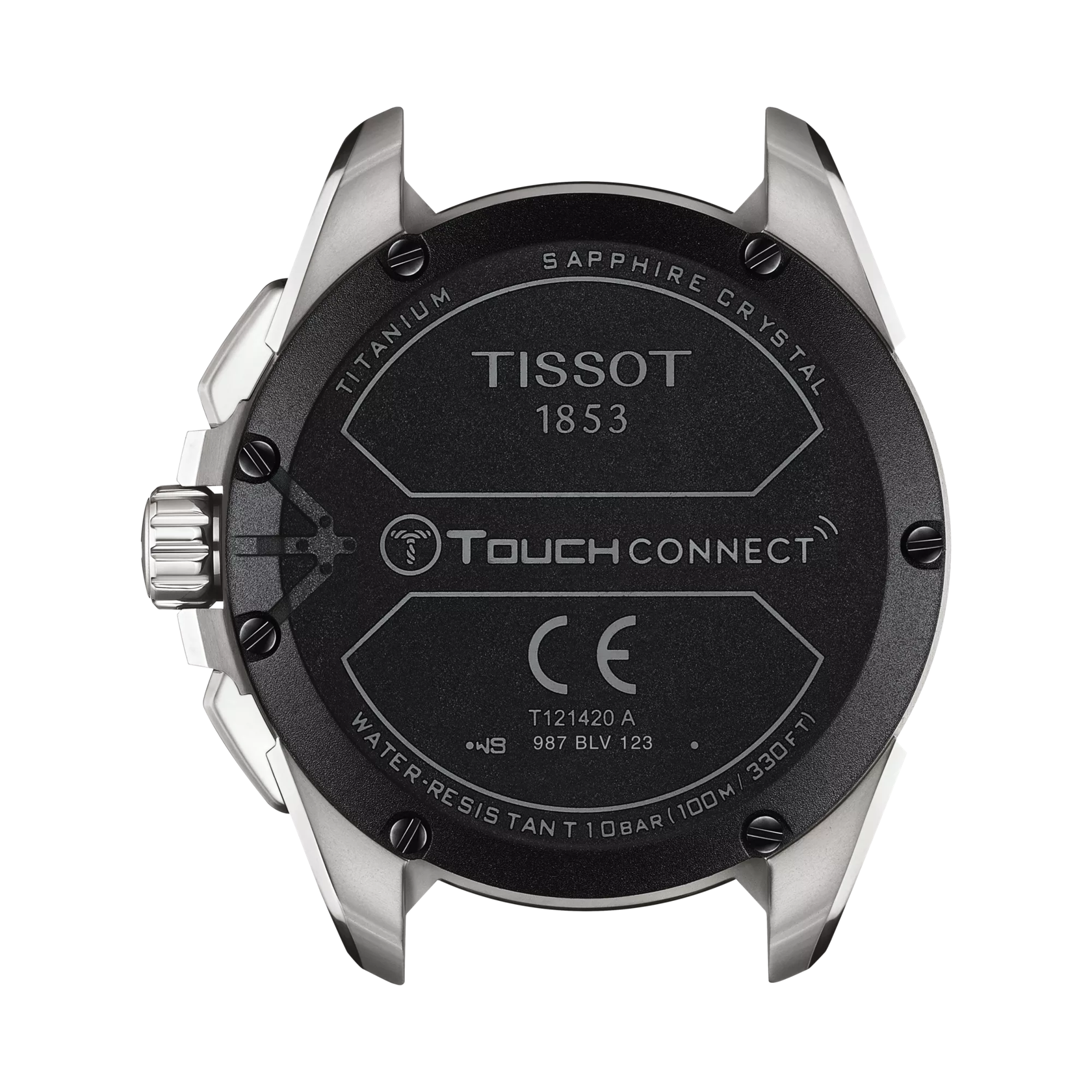 Back view of the watch case Tissot T-Touch Connect Solar