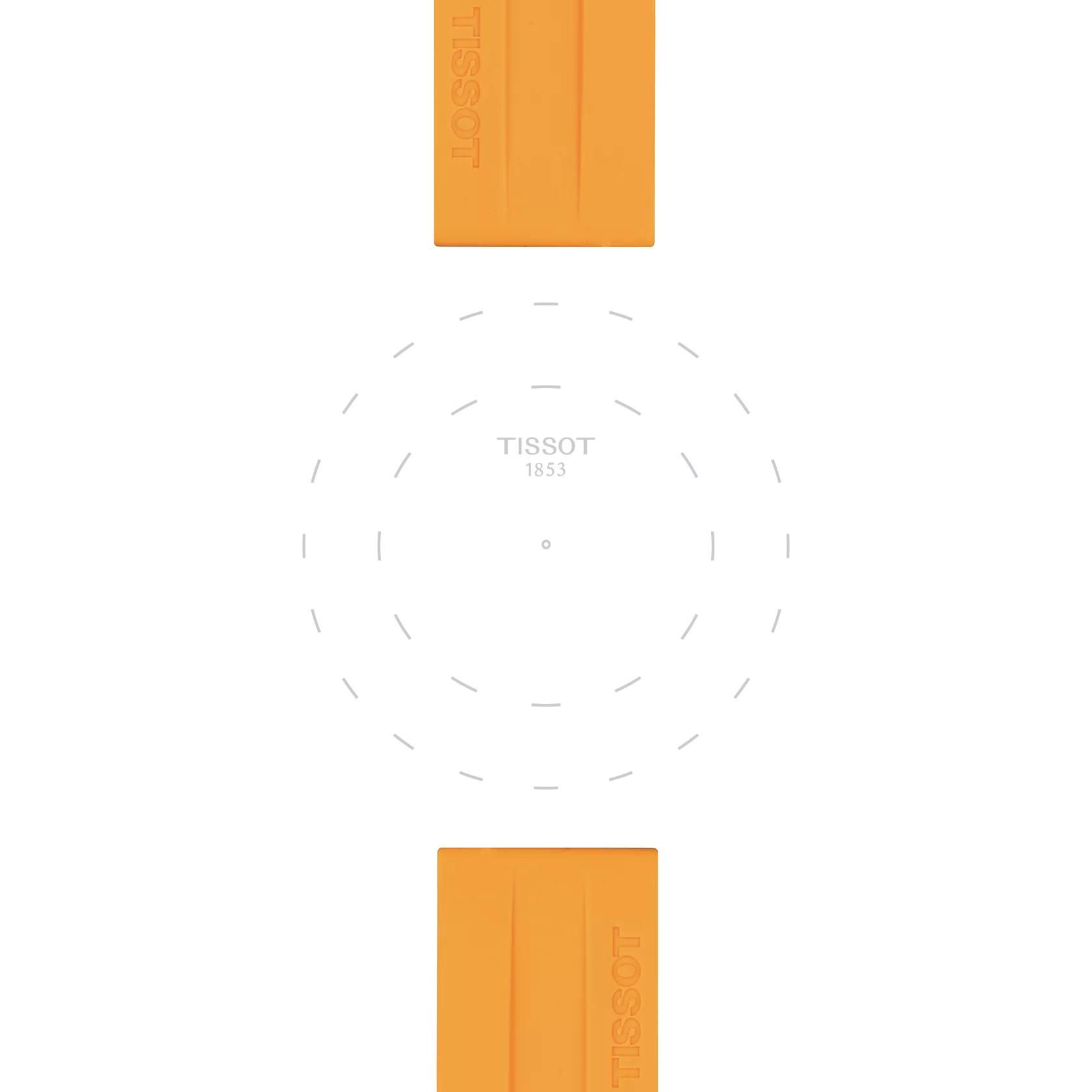 Focus on the lugs of Tissot Official Orange Silicone Strap Lugs 22 mm