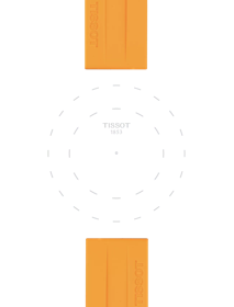 Focus on the lugs of Tissot Official Orange Silicone Strap Lugs 22 mm