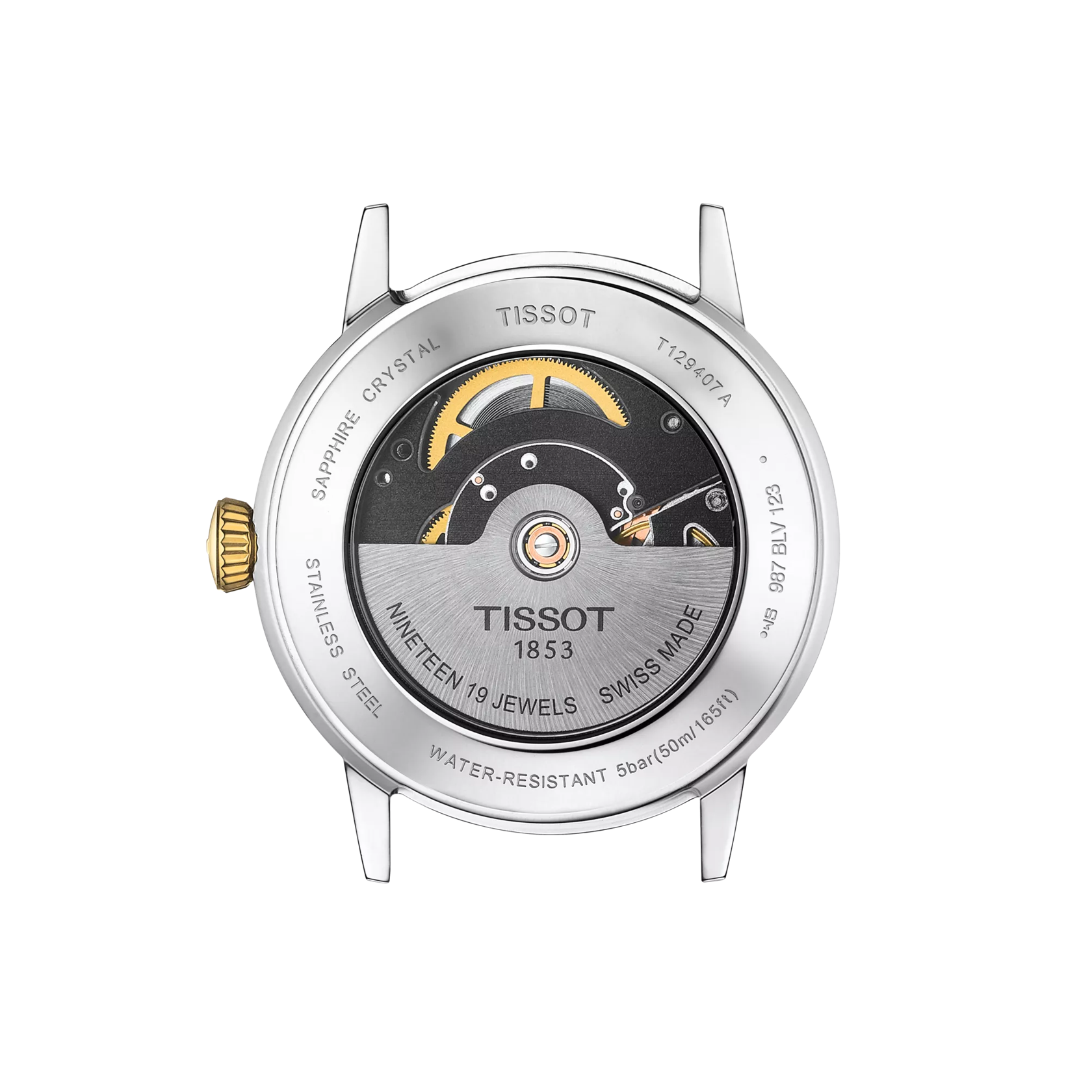 Vue arrière du boîtier de la montre Tissot Classic Dream Swissmatic