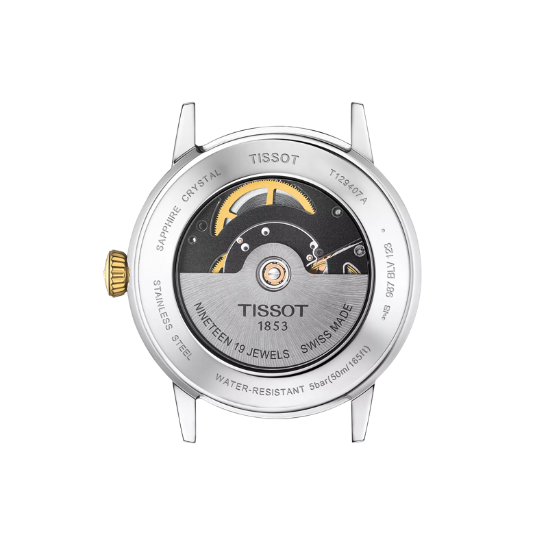 Vue arrière du boîtier de la montre Tissot Classic Dream Swissmatic