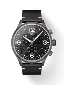 Front view of the watch Tissot Chrono XL 3x3 Street Basketball with shadow
