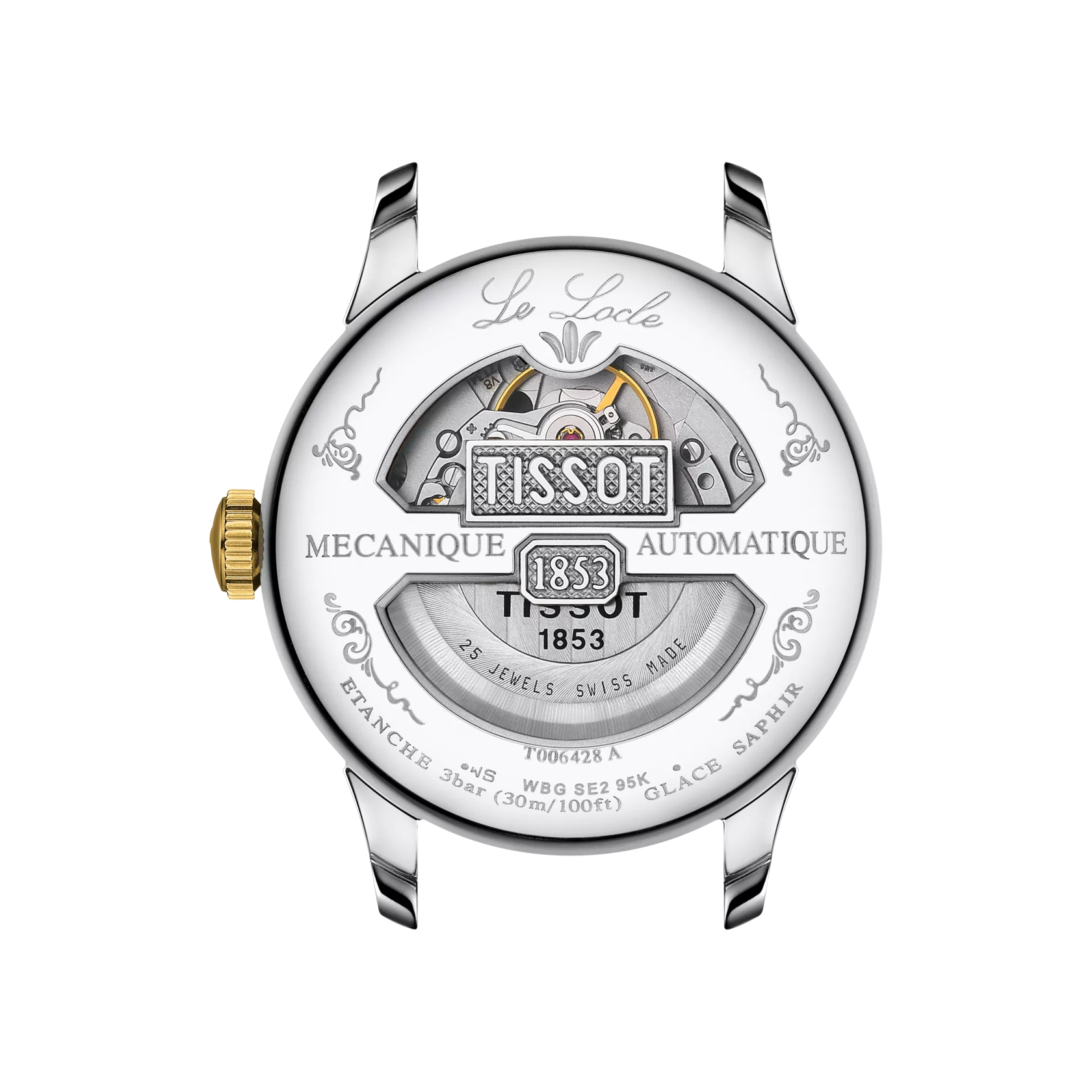 Vue arrière du boîtier de la montre Tissot Le Locle Automatique Petite Seconde