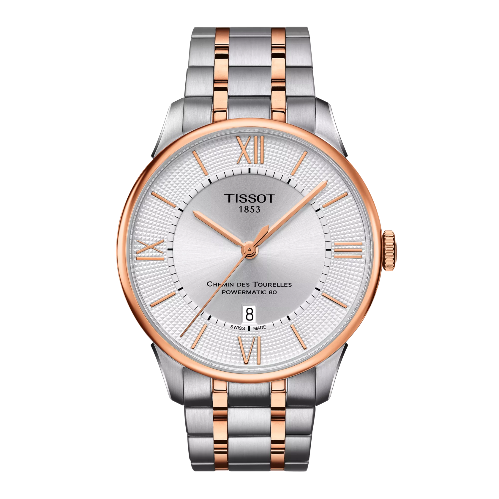 Front view of the watch Tissot Chemin des Tourelles Powermatic 80