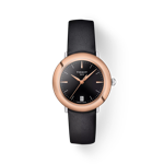 Front view of the watch Tissot Glendora 18K Goldlünette with shadow