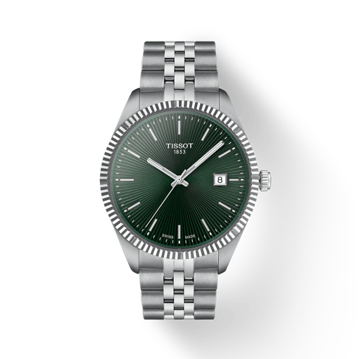 Front view of the watch Tissot Ballade 40mm with shadow