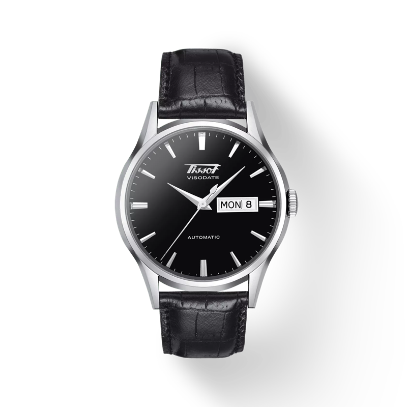 Front view of the watch Tissot Heritage Visodate Automatic with shadow