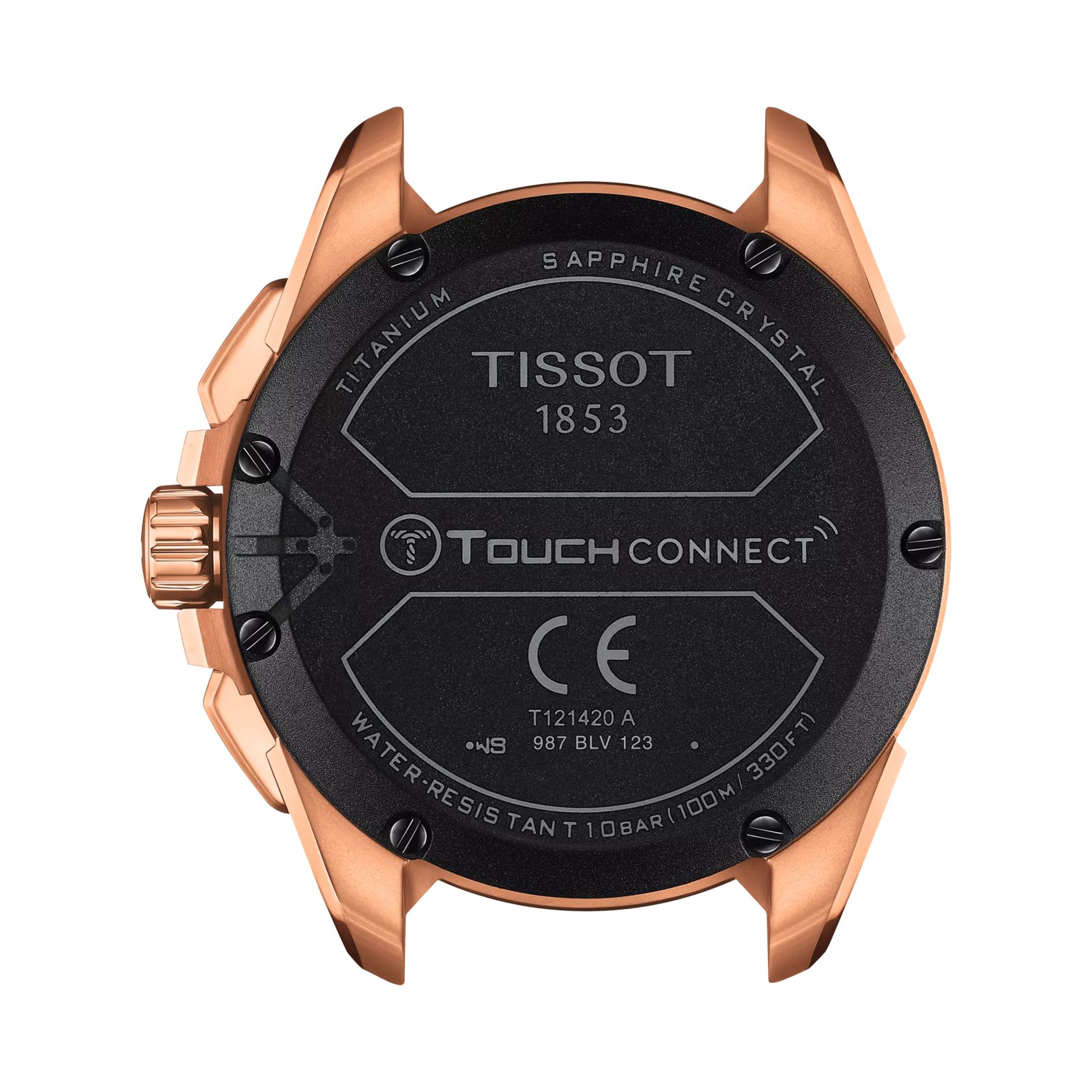 Back view of the watch case Tissot T-Touch Connect Solar