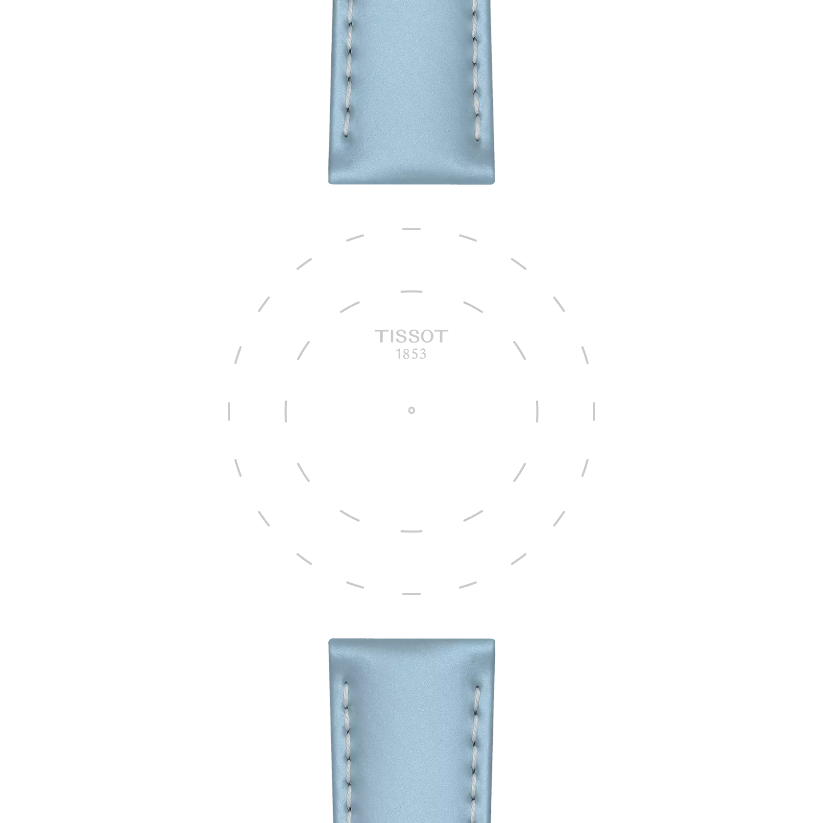 Focus on the lugs of Tissot Official Blue Leather Strap Lugs 18 mm