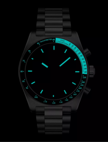 Front view of the watch Tissot PR516 Chronograph in night mode