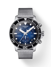 Front view of the watch Tissot Seastar 1000 Chronograph with shadow