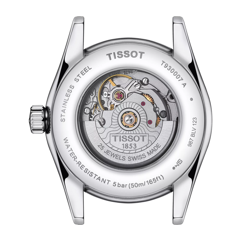 Back view of the watch case Tissot T-My Lady Automatic 18K Gold bezel