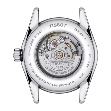 Back view of the watch case Tissot T-My Lady Automatic 18K Gold bezel