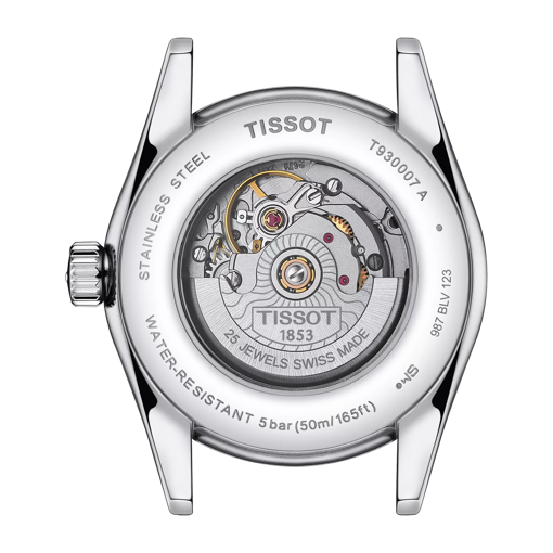 Back view of the watch case Tissot T-My Lady Automatic 18K Gold bezel