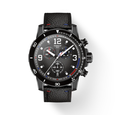 Front view of the watch Tissot Supersport NBA Special Edition with shadow