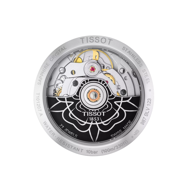Back view of the watch case Tissot PR 100 Powermatic 80 Lady