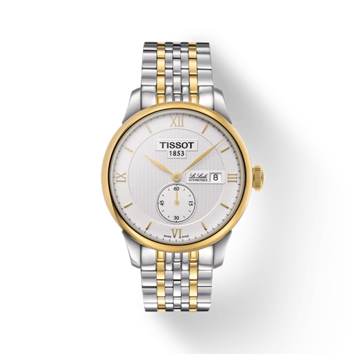 Vista frontal del reloj Tissot Le Locle Automatic Petite Seconde con sombra