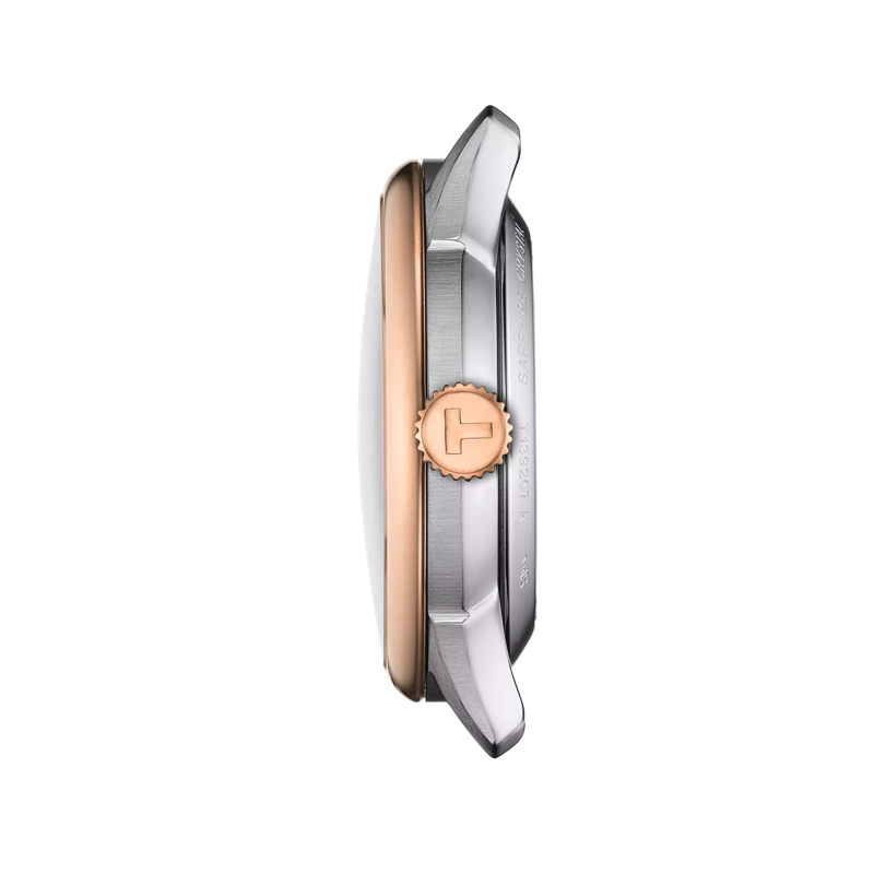 Profile view of the watch case Tissot Chemin des Tourelles Powermatic 80 34 mm