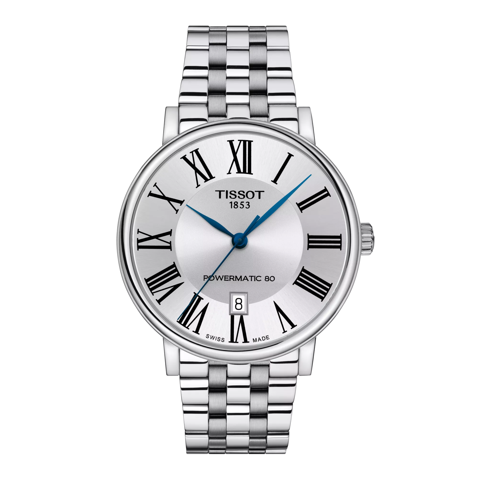 Vue de face de la montre Tissot Carson Premium Powermatic 80