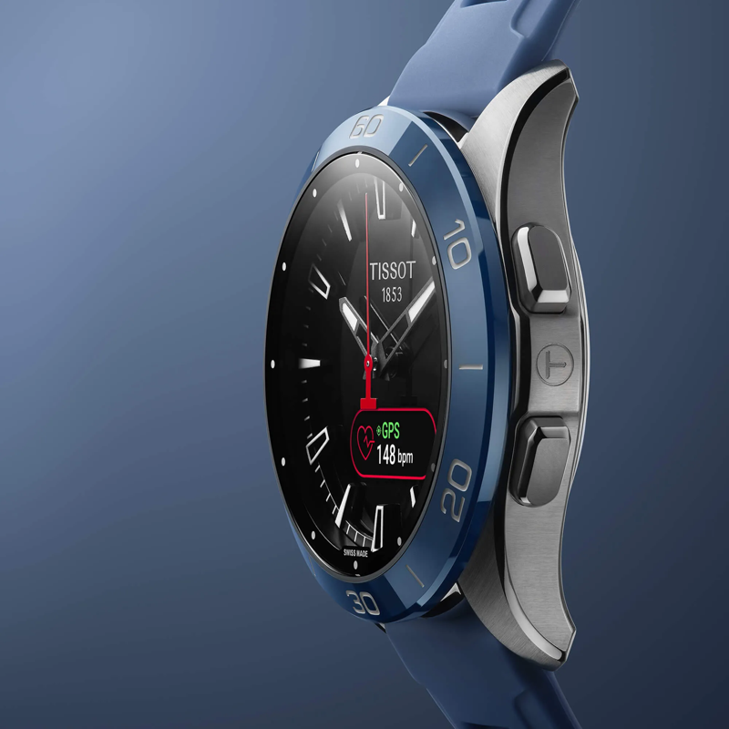 Tissot T-Touch Connect Sport 運動版觸控腕錶 watch on a colored background