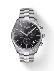 Front view of the watch Tissot PR 100 Chronograph with shadow