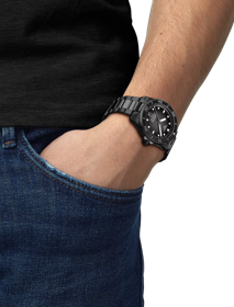 Simulation of the watch Tissot Seastar 1000 Powermatic 80 40mm on a wrist