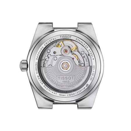 Back view of the watch case Tissot PRX Powermatic 80 Steel & 18K Gold Bezel 35mm