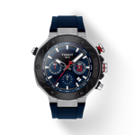 Front view of the watch Tissot T-Race MotoGP™ Automatic Chronograph 2024 Limited Edition with shadow