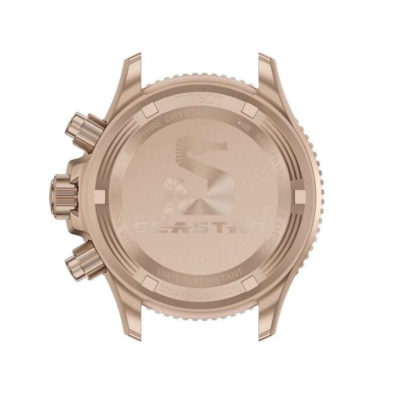 Back view of the watch case Tissot Seastar 1000 Quartz Chronograph 38mm