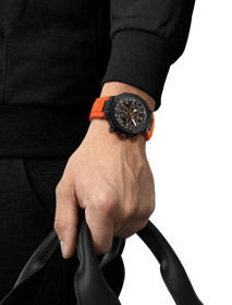Simulation of the watch Tissot T-Race Quartz Chronograph on a wrist