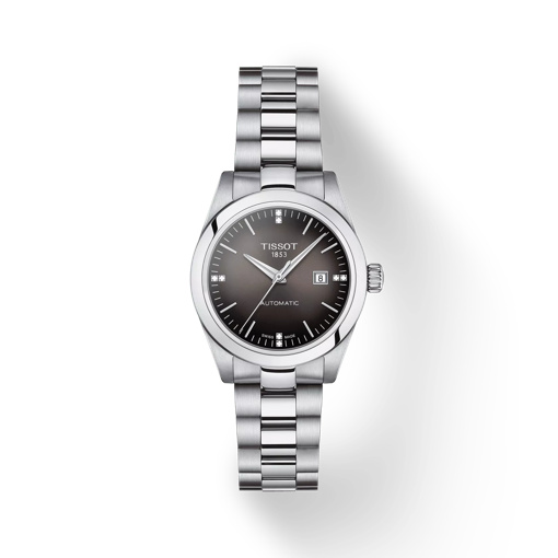 Front view of the watch Tissot T-My Lady Automatic with shadow