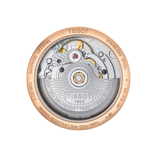 Back view of the watch case Tissot Chemin des Tourelles Powermatic 80 Lady