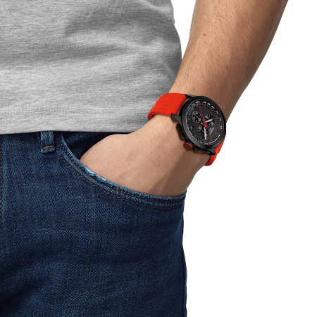 Simulation of the watch Tissot 競速系列2023環西款 on a wrist