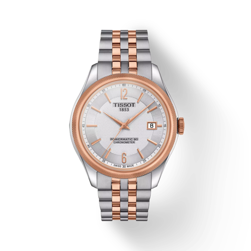 Front view of the watch Tissot Ballade Powermatic 80 COSC with shadow