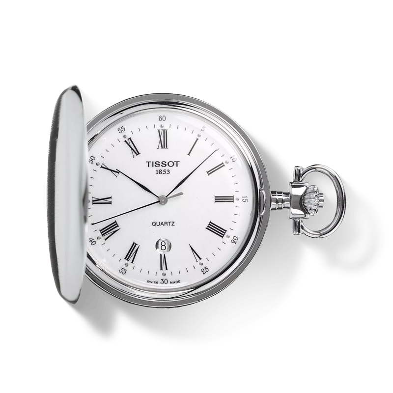 Front view of the watch Tissot Savonnette with shadow